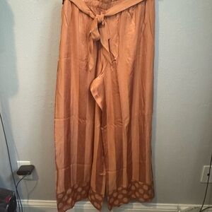 NWT Victoria's Secret Bronze Satin Stripe Pants Sz XL